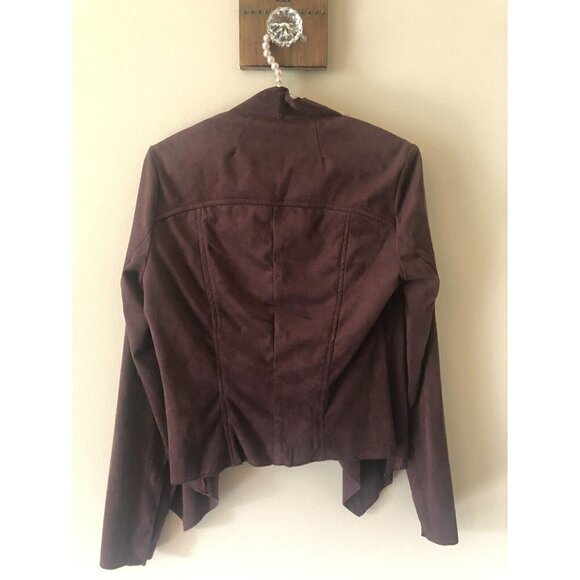 Kut from the Kloth Tayanita Faux Suede Jacket Drape Collar Burgundy Size XS - Picture 2 of 4